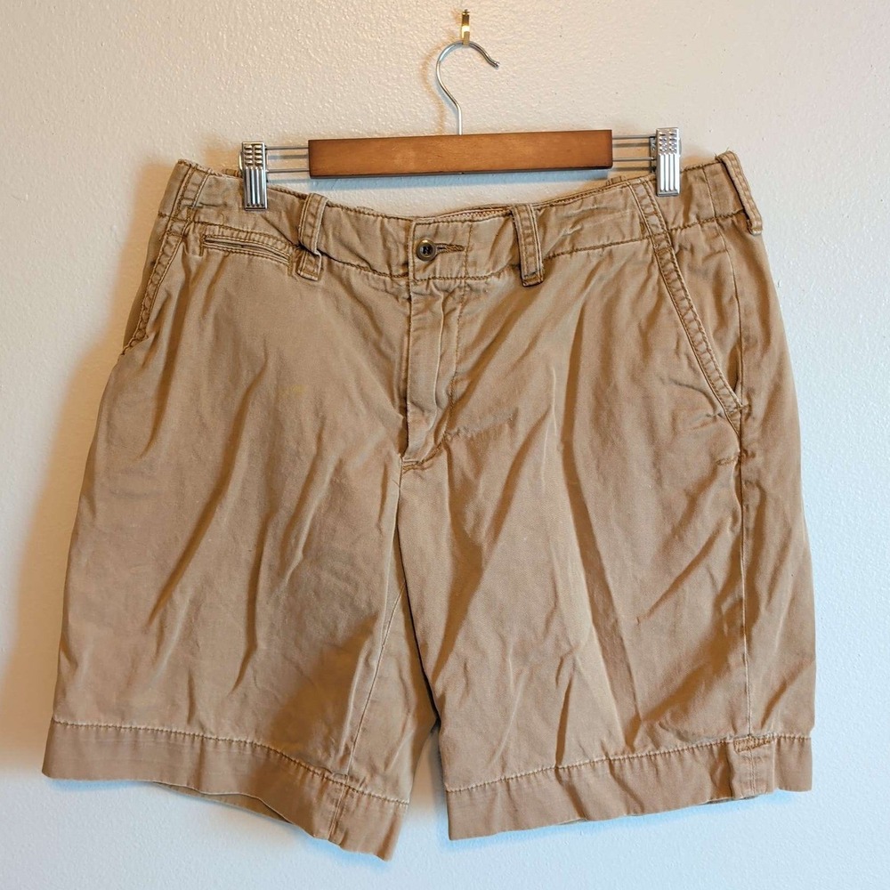 Polo Ralph Lauren Chino Shorts Mens 34 Tan Khaki Cotton Twill Pony Logo Pocket